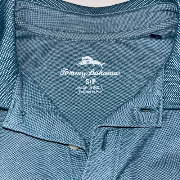 Tommy Bahama Polo Shirt Men's S Teal Blue Short Sleeve Embroidered‎ Marlin Logo - Picture 6 of 6